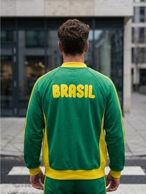 Adidas Green and Yellow Bomber Jacket with Brazilian Flair